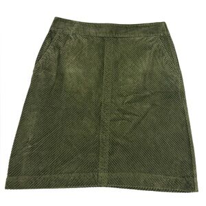NWT Talbots Womens Corduroy Skirt Size 8 Green Knee Length Office Modest Pockets